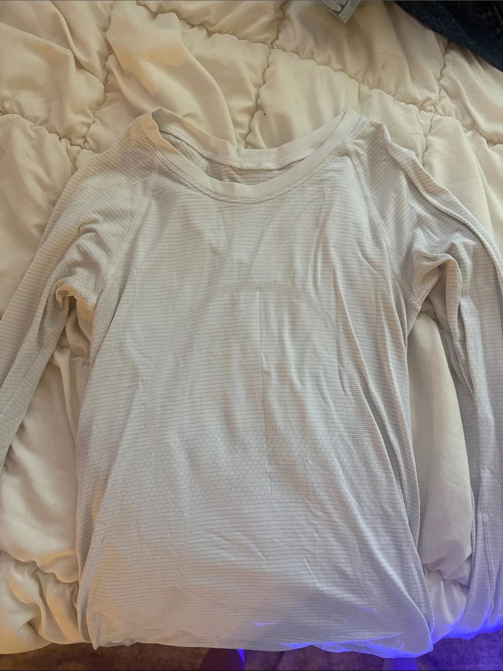 lululemon athletica Light Beige/Off-White Long Sleeve Top